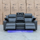 The Xanadu Three Seater Dual Motor Electric Recliner Lounge - Storm Leather available to purchase from Warehouse Furniture Clearance at our next sale event.