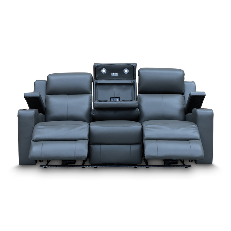 The Xanadu Three Seater Dual Motor Electric Recliner Lounge - Storm Leather available to purchase from Warehouse Furniture Clearance at our next sale event.