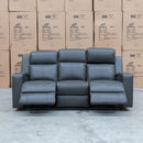 The Xanadu Three Seater Dual Motor Electric Recliner Lounge - Storm Leather available to purchase from Warehouse Furniture Clearance at our next sale event.