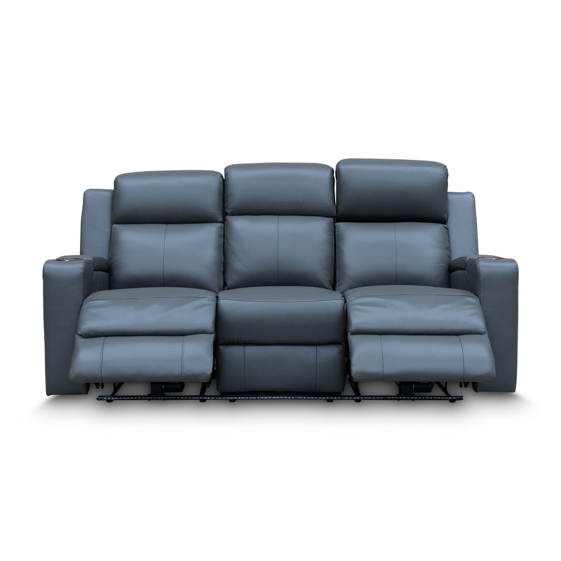 The Xanadu Three Seater Dual Motor Electric Recliner Lounge - Storm Leather available to purchase from Warehouse Furniture Clearance at our next sale event.