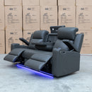 The Xanadu Three Seater Dual Motor Electric Recliner Lounge - Storm Leather available to purchase from Warehouse Furniture Clearance at our next sale event.
