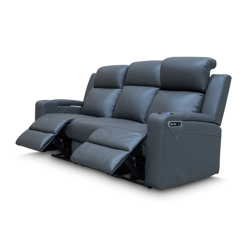 The Xanadu Three Seater Dual Motor Electric Recliner Lounge - Storm Leather available to purchase from Warehouse Furniture Clearance at our next sale event.