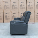The Xanadu Three Seater Dual Motor Electric Recliner Lounge - Storm Leather available to purchase from Warehouse Furniture Clearance at our next sale event.