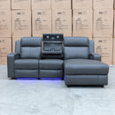 The Xanadu Dual Motor Electric Reclining Chaise Lounge - Storm Leather available to purchase from Warehouse Furniture Clearance at our next sale event.