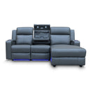 The Xanadu Dual Motor Electric Reclining Chaise Lounge - Storm Leather available to purchase from Warehouse Furniture Clearance at our next sale event.