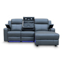 The Xanadu Dual Motor Electric Reclining Chaise Lounge - Storm Leather available to purchase from Warehouse Furniture Clearance at our next sale event.