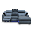 The Xanadu Dual Motor Electric Reclining Chaise Lounge - Storm Leather available to purchase from Warehouse Furniture Clearance at our next sale event.