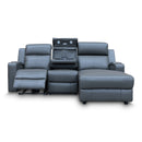 The Xanadu Dual Motor Electric Reclining Chaise Lounge - Storm Leather available to purchase from Warehouse Furniture Clearance at our next sale event.