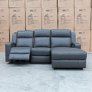 The Xanadu Dual Motor Electric Reclining Chaise Lounge - Storm Leather available to purchase from Warehouse Furniture Clearance at our next sale event.