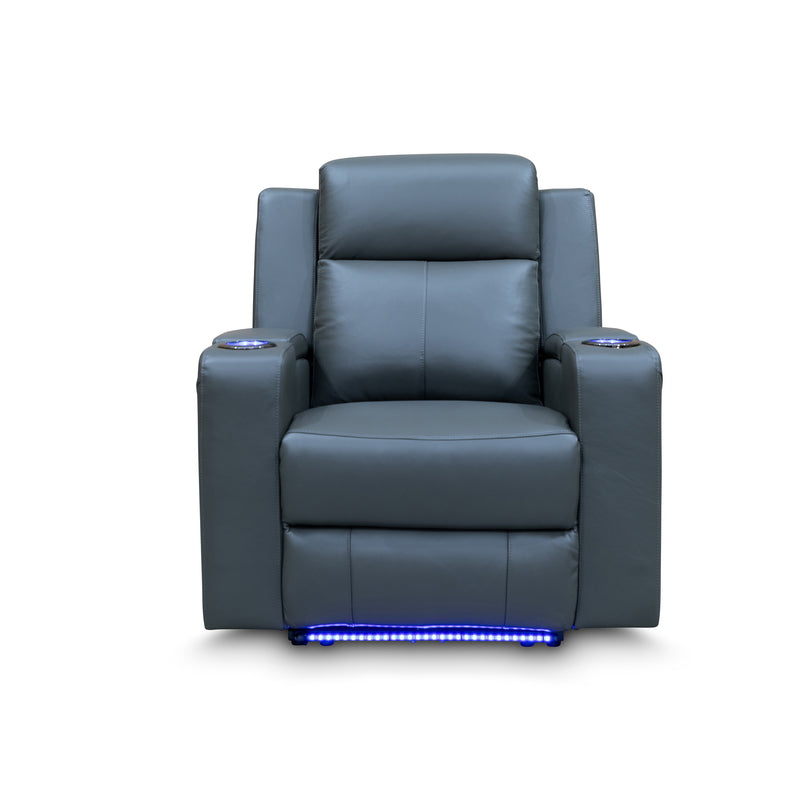 The Xanadu Single Dual Motor Electric Recliner - Storm Leather available to purchase from Warehouse Furniture Clearance at our next sale event.