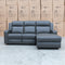 The Xanadu Dual Motor Electric Reclining Chaise Lounge - Storm Leather available to purchase from Warehouse Furniture Clearance at our next sale event.