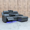 The Xanadu Dual Motor Electric Reclining Chaise Lounge - Storm Leather available to purchase from Warehouse Furniture Clearance at our next sale event.