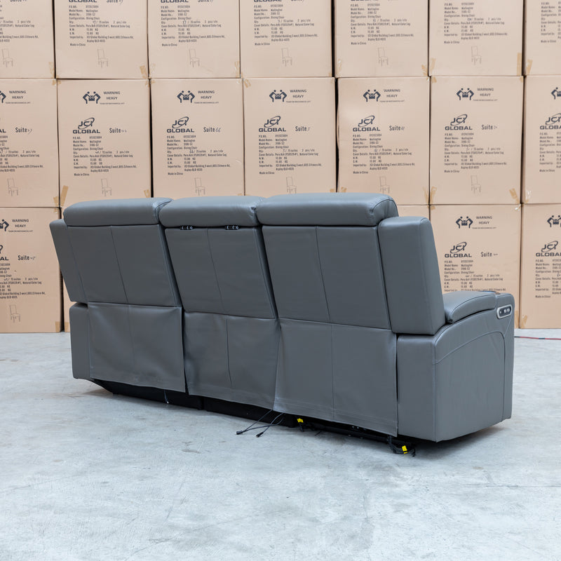 The Xanadu Dual Motor Electric Reclining Chaise Lounge - Storm Leather available to purchase from Warehouse Furniture Clearance at our next sale event.
