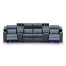 The Xanadu 4 Recliner Dual Motor Electric Theatre Lounge - Storm Leather - Available After 6th November available to purchase from Warehouse Furniture Clearance at our next sale event.