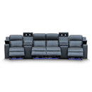 The Xanadu 4 Recliner Dual Motor Electric Theatre Lounge - Storm Leather - Available After 6th November available to purchase from Warehouse Furniture Clearance at our next sale event.