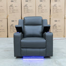 The Xanadu Single Dual Motor Electric Recliner - Storm Leather available to purchase from Warehouse Furniture Clearance at our next sale event.