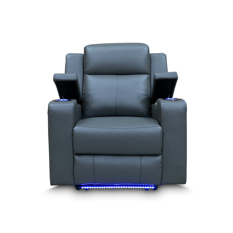 The Xanadu Single Dual Motor Electric Recliner - Storm Leather available to purchase from Warehouse Furniture Clearance at our next sale event.