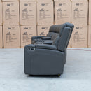 The Xanadu 4 Recliner Dual Motor Electric Theatre Lounge - Storm Leather - Available After 6th November available to purchase from Warehouse Furniture Clearance at our next sale event.