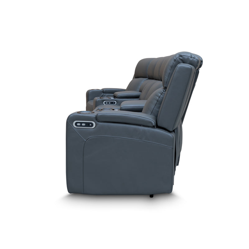 The Xanadu 4 Recliner Dual Motor Electric Theatre Lounge - Storm Leather - Available After 6th November available to purchase from Warehouse Furniture Clearance at our next sale event.