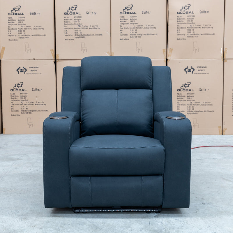 The Xanadu Single Dual Motor Dual Motor Electric Recliner - Black Rhino Suede available to purchase from Warehouse Furniture Clearance at our next sale event.