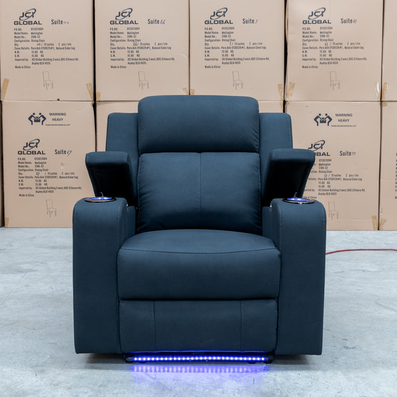 The Xanadu Single Dual Motor Dual Motor Electric Recliner - Black Rhino Suede available to purchase from Warehouse Furniture Clearance at our next sale event.