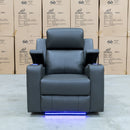 The Xanadu Single Dual Motor Electric Recliner - Storm Leather available to purchase from Warehouse Furniture Clearance at our next sale event.