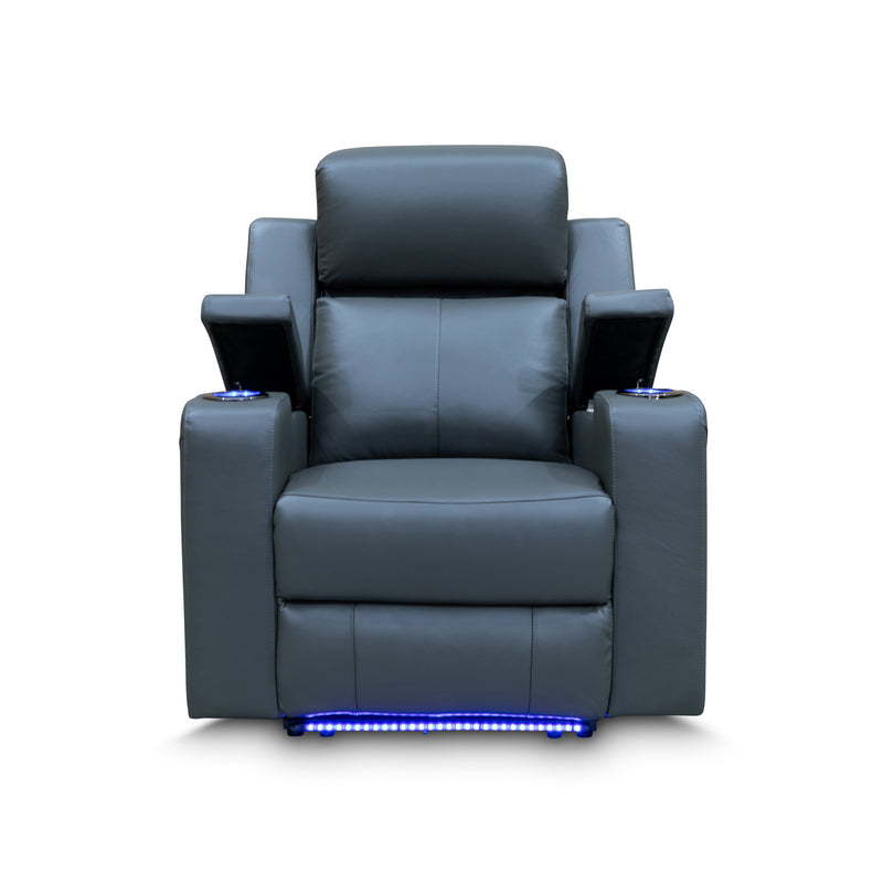 The Xanadu Single Dual Motor Electric Recliner - Storm Leather available to purchase from Warehouse Furniture Clearance at our next sale event.