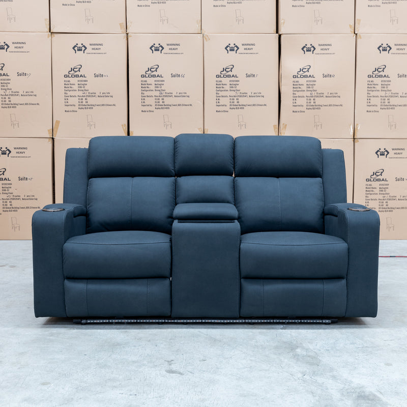 The Xanadu Two Seater Dual Motor Electric Recliner Theatre - Black Rhino Suede available to purchase from Warehouse Furniture Clearance at our next sale event.