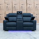 The Xanadu Two Seater Dual Motor Electric Recliner Theatre - Black Rhino Suede available to purchase from Warehouse Furniture Clearance at our next sale event.