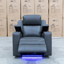 The Xanadu Single Dual Motor Electric Recliner - Storm Leather available to purchase from Warehouse Furniture Clearance at our next sale event.