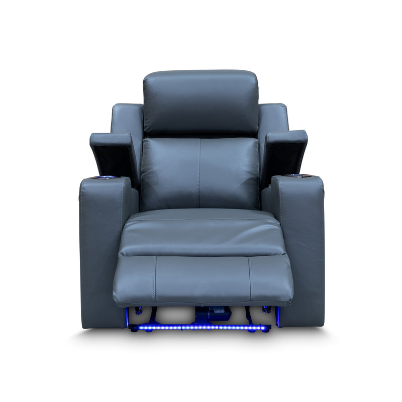 The Xanadu Single Dual Motor Electric Recliner - Storm Leather available to purchase from Warehouse Furniture Clearance at our next sale event.