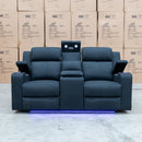 The Xanadu Two Seater Dual Motor Electric Recliner Theatre - Black Rhino Suede available to purchase from Warehouse Furniture Clearance at our next sale event.