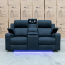 The Xanadu Two Seater Dual Motor Electric Recliner Theatre - Black Rhino Suede available to purchase from Warehouse Furniture Clearance at our next sale event.