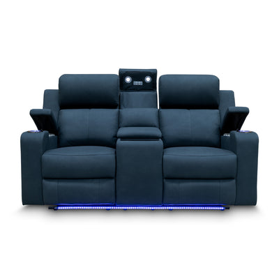 The Xanadu Two Seater Dual Motor Electric Recliner Theatre - Black Rhino Suede available to purchase from Warehouse Furniture Clearance at our next sale event.
