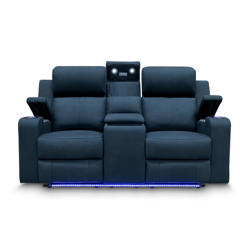 The Xanadu Two Seater Dual Motor Electric Recliner Theatre - Black Rhino Suede available to purchase from Warehouse Furniture Clearance at our next sale event.