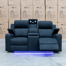 The Xanadu Two Seater Dual Motor Electric Recliner Theatre - Black Rhino Suede available to purchase from Warehouse Furniture Clearance at our next sale event.