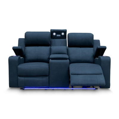 The Xanadu Two Seater Dual Motor Electric Recliner Theatre - Black Rhino Suede available to purchase from Warehouse Furniture Clearance at our next sale event.