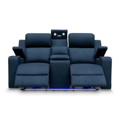 The Xanadu Two Seater Dual Motor Electric Recliner Theatre - Black Rhino Suede available to purchase from Warehouse Furniture Clearance at our next sale event.