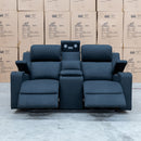 The Xanadu Two Seater Dual Motor Electric Recliner Theatre - Black Rhino Suede available to purchase from Warehouse Furniture Clearance at our next sale event.