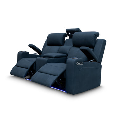 The Xanadu Two Seater Dual Motor Electric Recliner Theatre - Black Rhino Suede available to purchase from Warehouse Furniture Clearance at our next sale event.