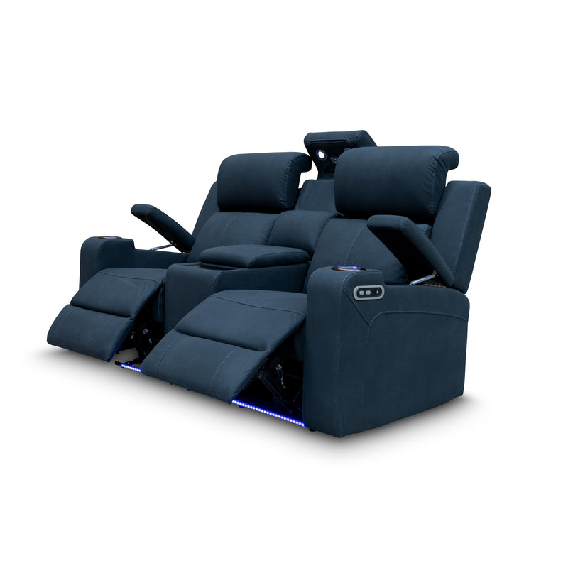 The Xanadu Two Seater Dual Motor Electric Recliner Theatre - Black Rhino Suede available to purchase from Warehouse Furniture Clearance at our next sale event.