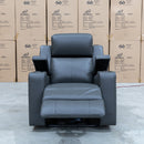 The Xanadu Single Dual Motor Electric Recliner - Storm Leather available to purchase from Warehouse Furniture Clearance at our next sale event.