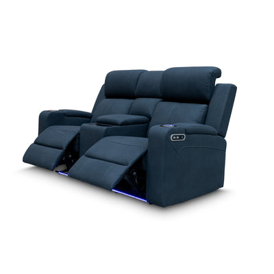 The Xanadu Two Seater Dual Motor Electric Recliner Theatre - Black Rhino Suede available to purchase from Warehouse Furniture Clearance at our next sale event.