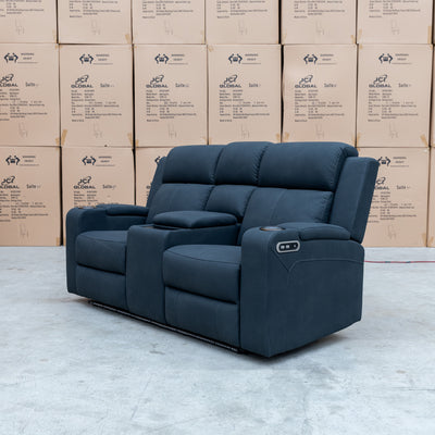 The Xanadu Two Seater Dual Motor Electric Recliner Theatre - Black Rhino Suede available to purchase from Warehouse Furniture Clearance at our next sale event.