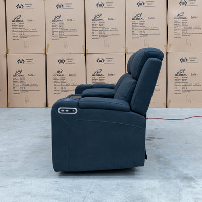 The Xanadu Two Seater Dual Motor Electric Recliner Theatre - Black Rhino Suede available to purchase from Warehouse Furniture Clearance at our next sale event.