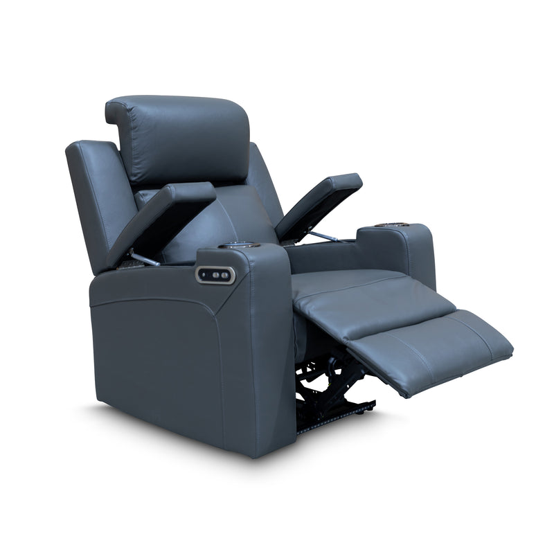 The Xanadu Single Dual Motor Electric Recliner - Storm Leather available to purchase from Warehouse Furniture Clearance at our next sale event.