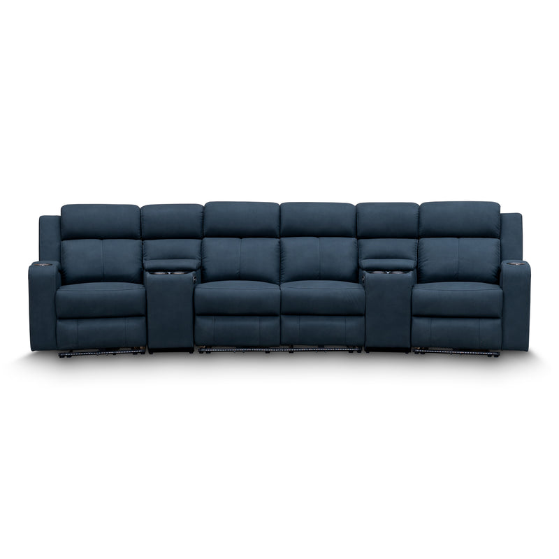 The Xanadu 4 Recliner Dual Motor Electric Theatre Lounge - Black Rhino Suede available to purchase from Warehouse Furniture Clearance at our next sale event.