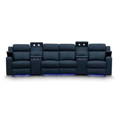 The Xanadu 4 Recliner Dual Motor Electric Theatre Lounge - Black Rhino Suede available to purchase from Warehouse Furniture Clearance at our next sale event.