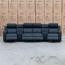 The Xanadu 4 Recliner Dual Motor Electric Theatre Lounge - Black Rhino Suede available to purchase from Warehouse Furniture Clearance at our next sale event.