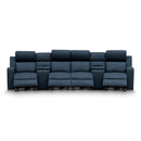 The Xanadu 4 Recliner Dual Motor Electric Theatre Lounge - Black Rhino Suede available to purchase from Warehouse Furniture Clearance at our next sale event.